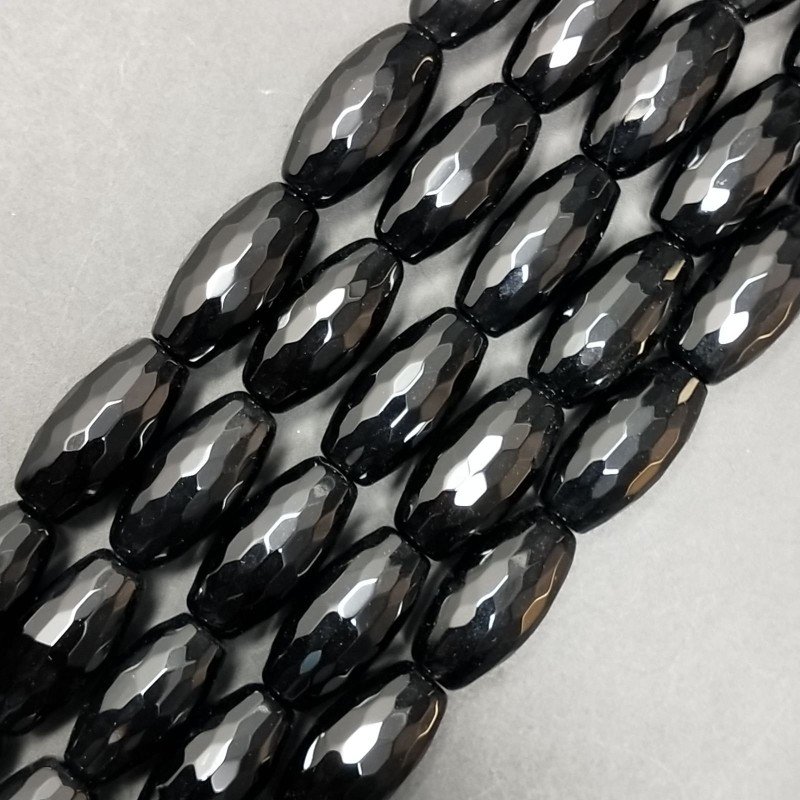 Onice Nera Perline Forma Barilotto Sfaccettato 10X20mm