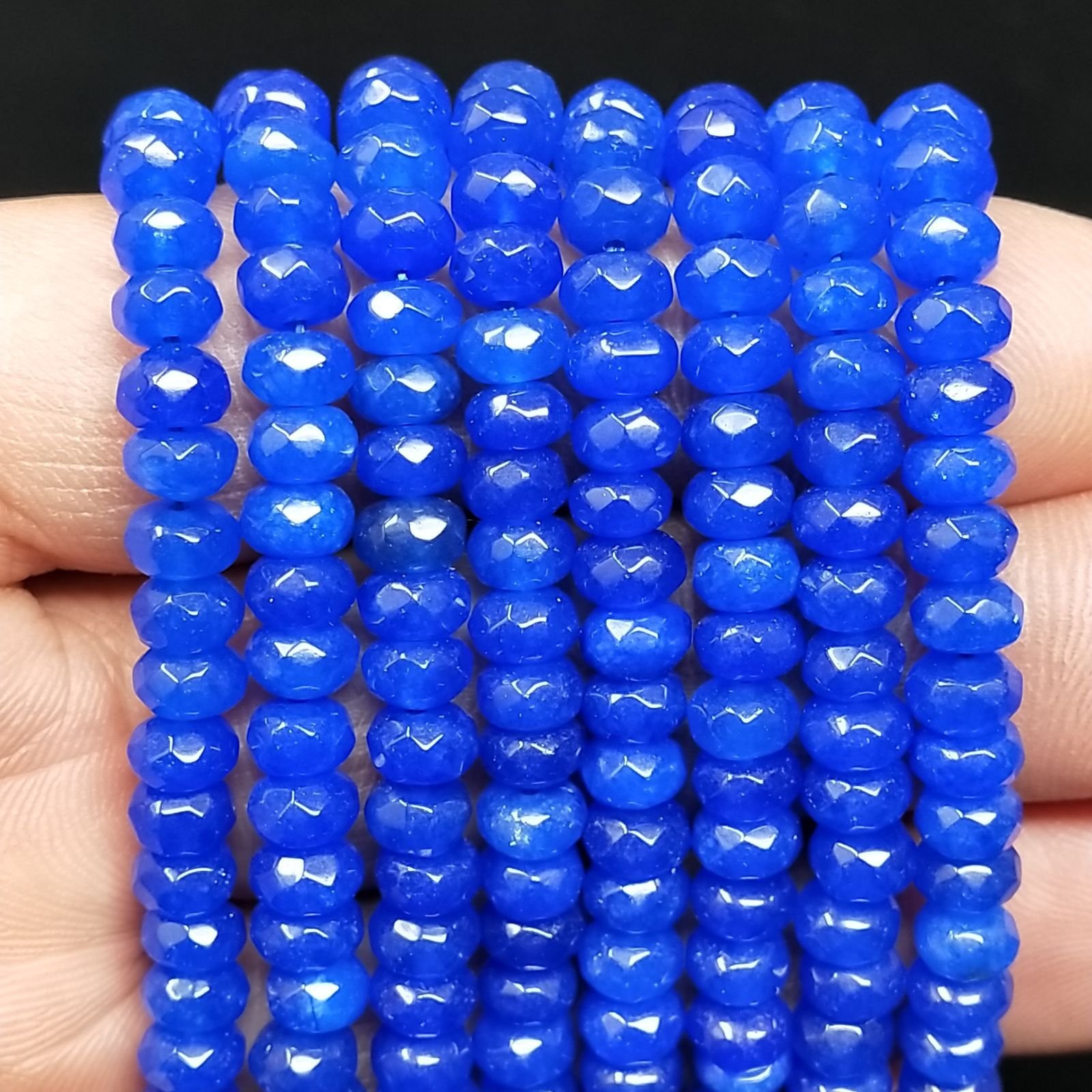 Giada Blu in Perline Forma Rondelle Sfaccettato Foro Passante 06X04mm