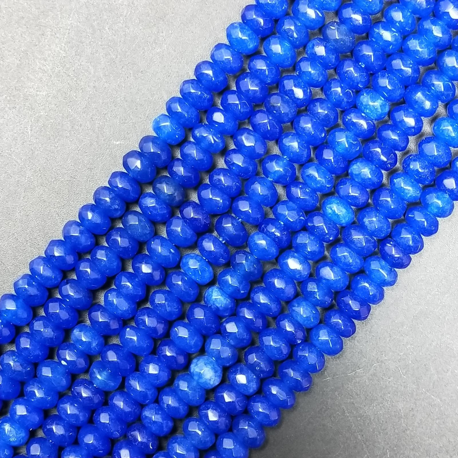 Giada Blu in Perline Forma Rondelle Sfaccettato Foro Passante 06X04mm