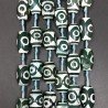 Agata Tibetana Verde-Bianco Perline Forma Barilotto Stile Etnico Liscio 16X24mm