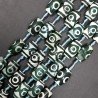 Agata Tibetana Verde-Bianco Perline Forma Barilotto Stile Etnico Liscio 16X24mm