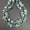 Agata Tibetana Verde-Bianco Perline Forma Barilotto Stile Etnico Liscio 16X24mm