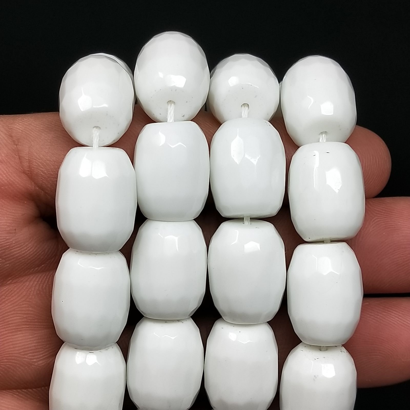 Agata Bianca Perline Forma Barilotto Sfaccettato 13X18mm