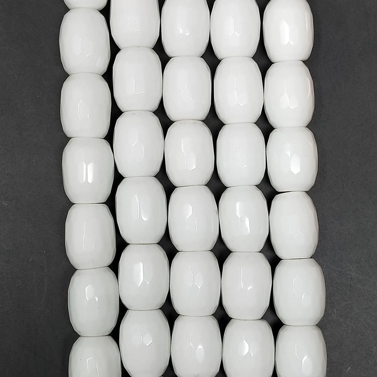 Agata Bianca Perline Forma Barilotto Sfaccettato 13X18mm