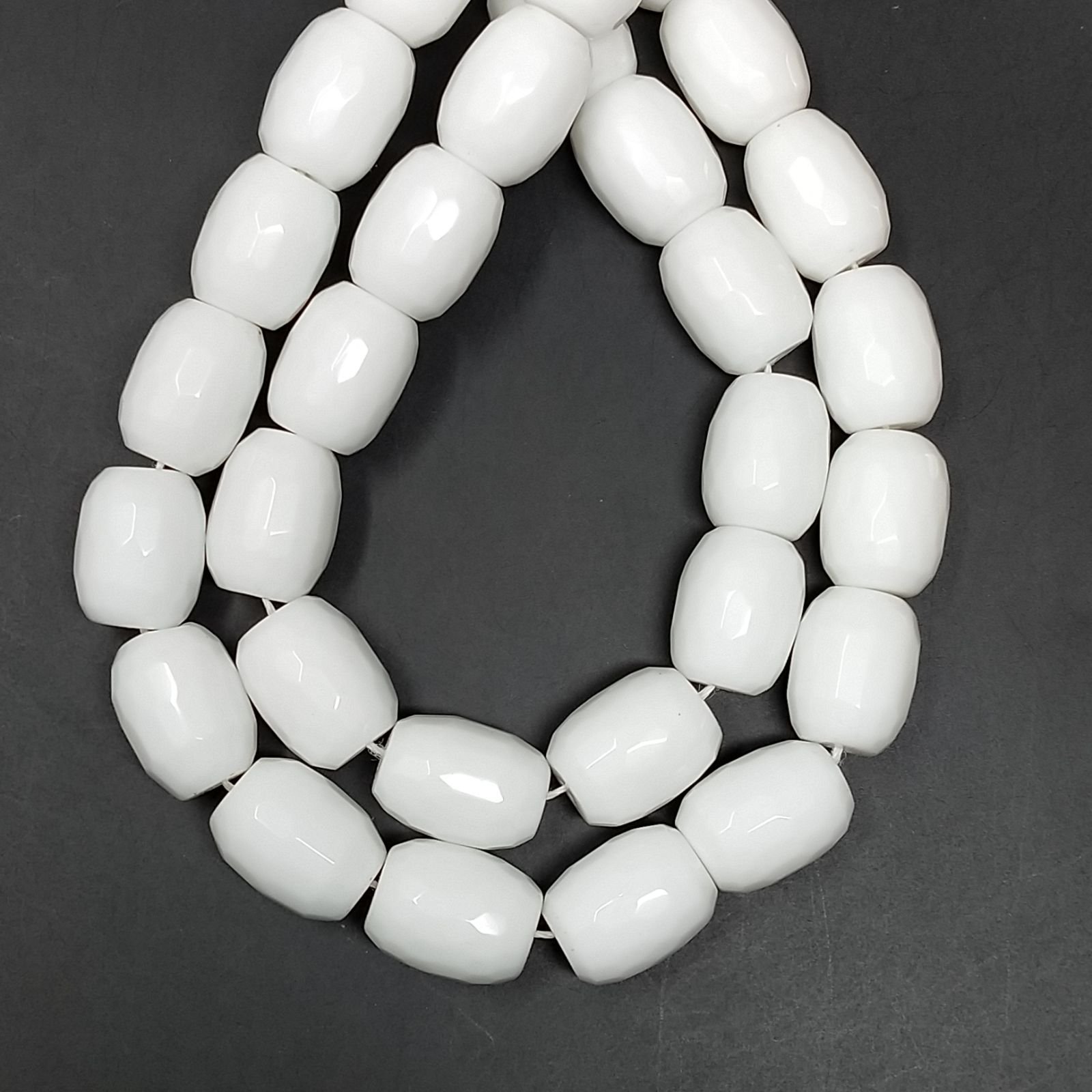 Agata Bianca Perline Forma Barilotto Sfaccettato 13X18mm
