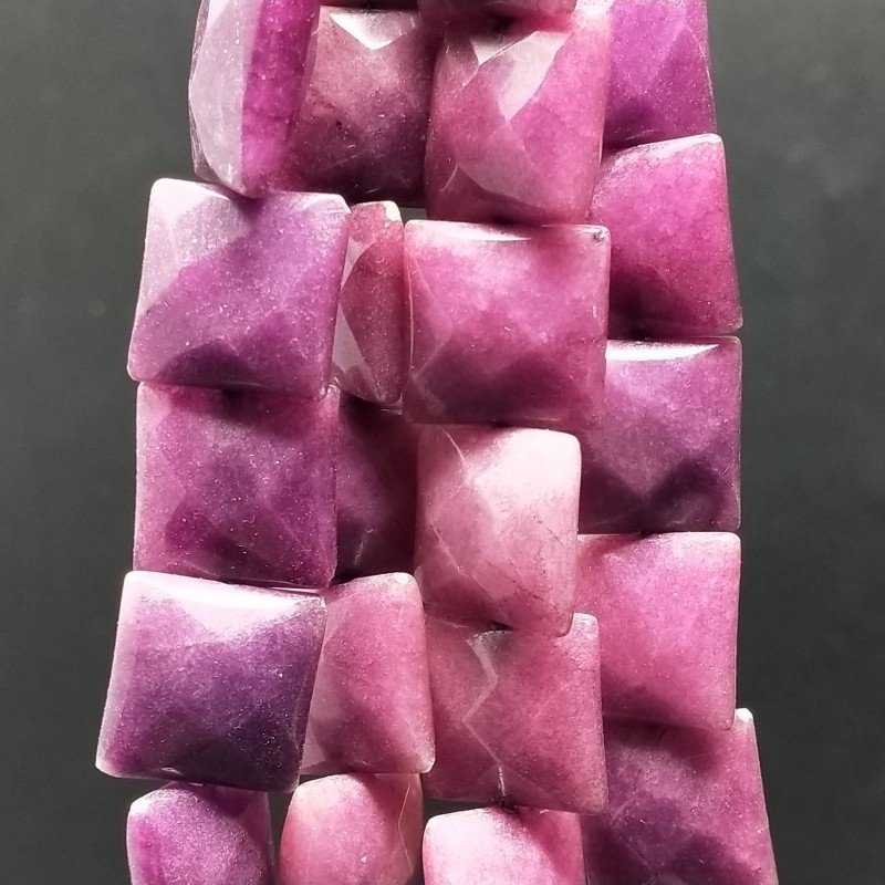 Giada Viola Perline Forma Quadrato Piatto Sfaccettato Foro Passante 14mm