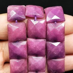 Giada Viola Perline Forma Quadrato Piatto Sfaccettato Foro Passante 14mm