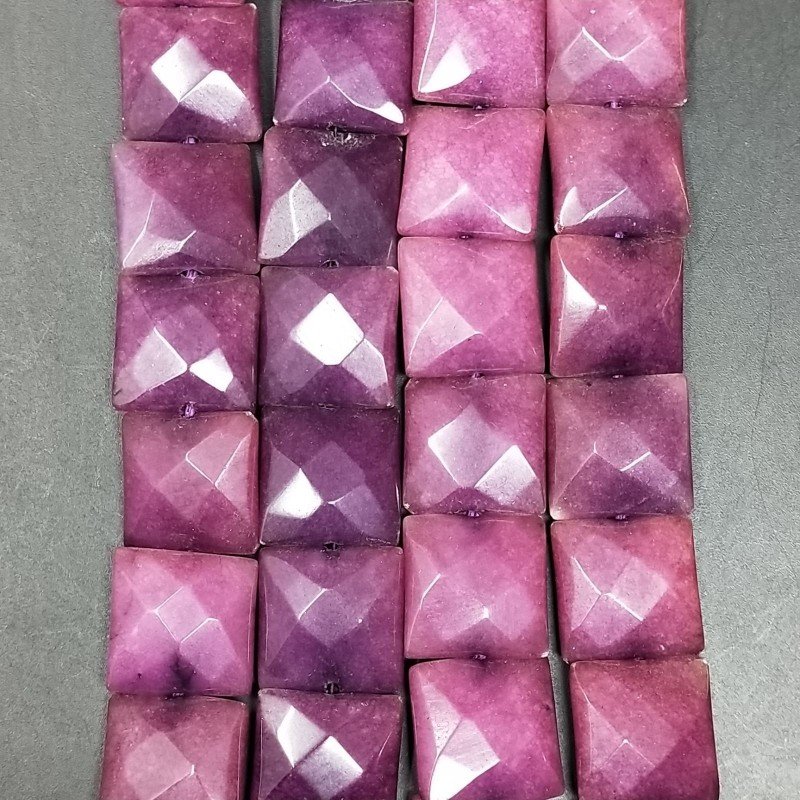 Giada Viola Perline Forma Quadrato Piatto Sfaccettato Foro Passante 14mm