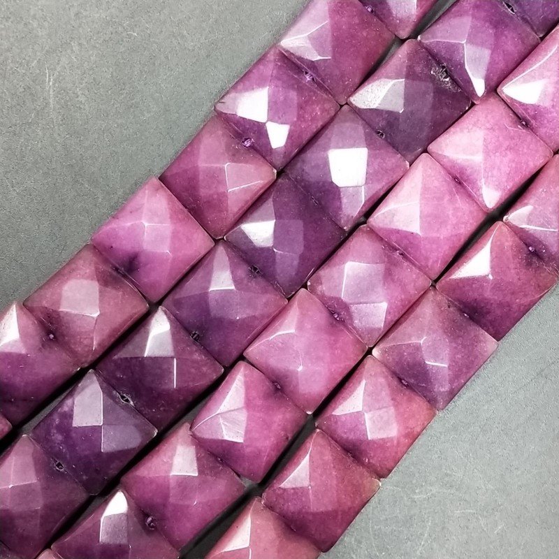 Giada Viola Perline Forma Quadrato Piatto Sfaccettato Foro Passante 14mm