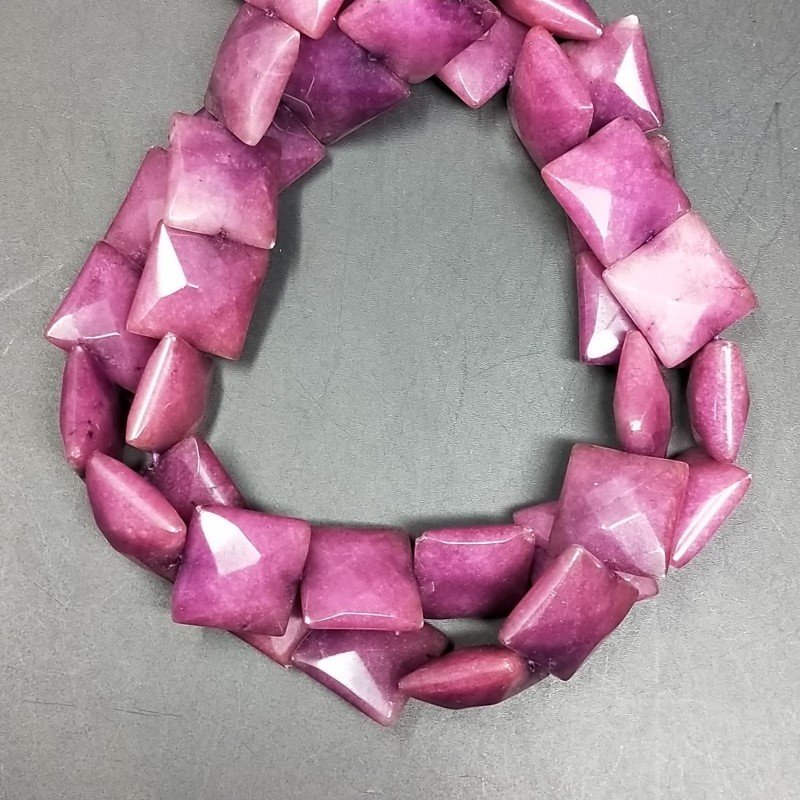 Giada Viola Perline Forma Quadrato Piatto Sfaccettato Foro Passante 14mm