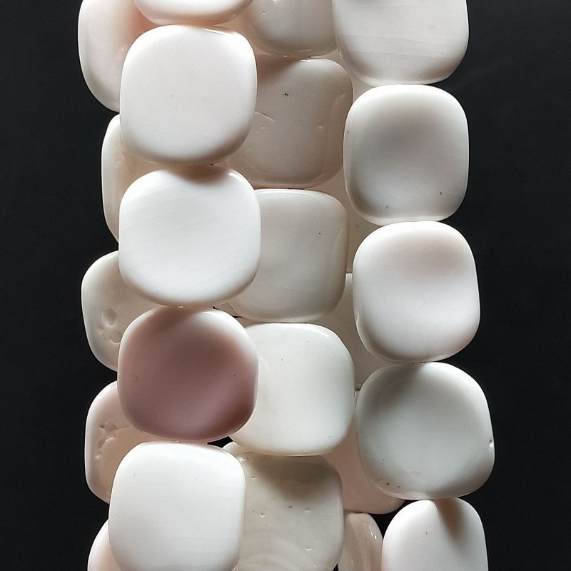 Conchiglia Rosa Naturale Perline Forma Quadrato Liscio Foro Passante 15-19mm