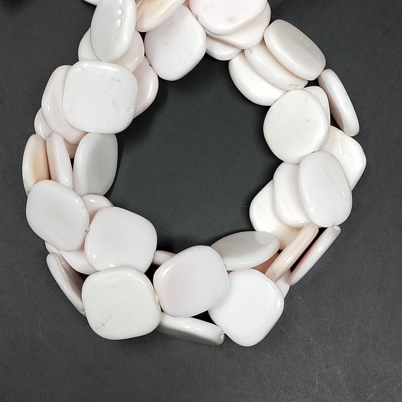 Conchiglia Rosa Naturale Perline Forma Quadrato Liscio Foro Passante 15-19mm