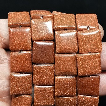 Pasta di Pietre Di Sole Perline Forma Quadrato Piatto Liscio Foro Passante 14mm