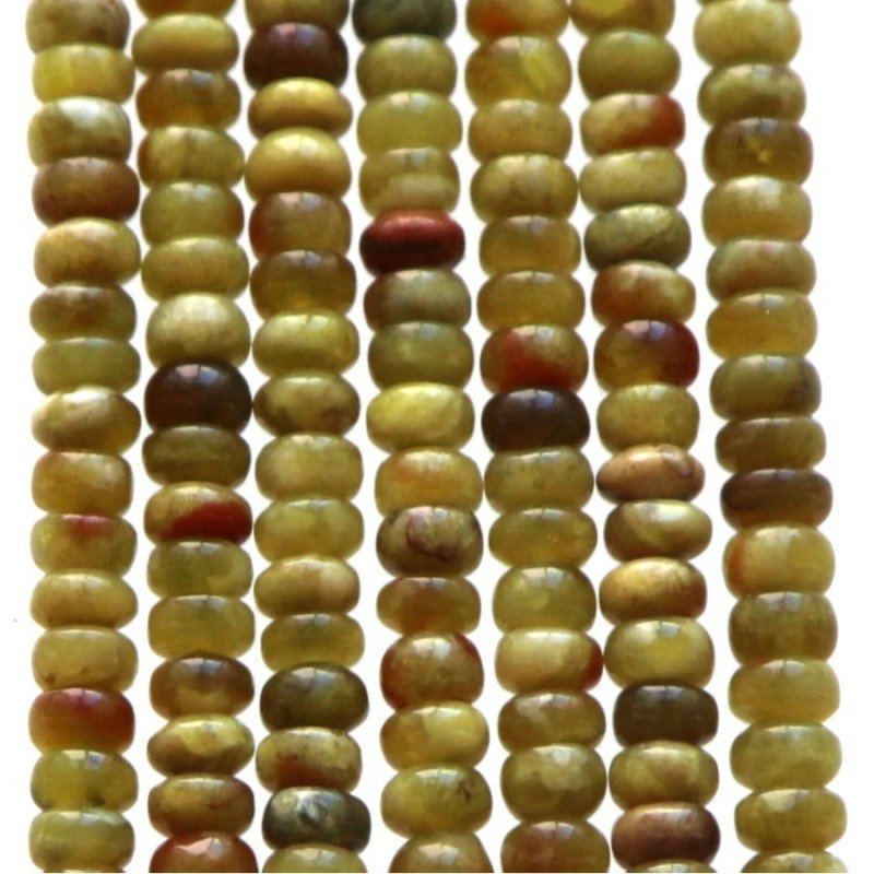 Opale Verde Madagascar Naturale in Perline Forma Rondelle Liscio Foro Passante 04mm