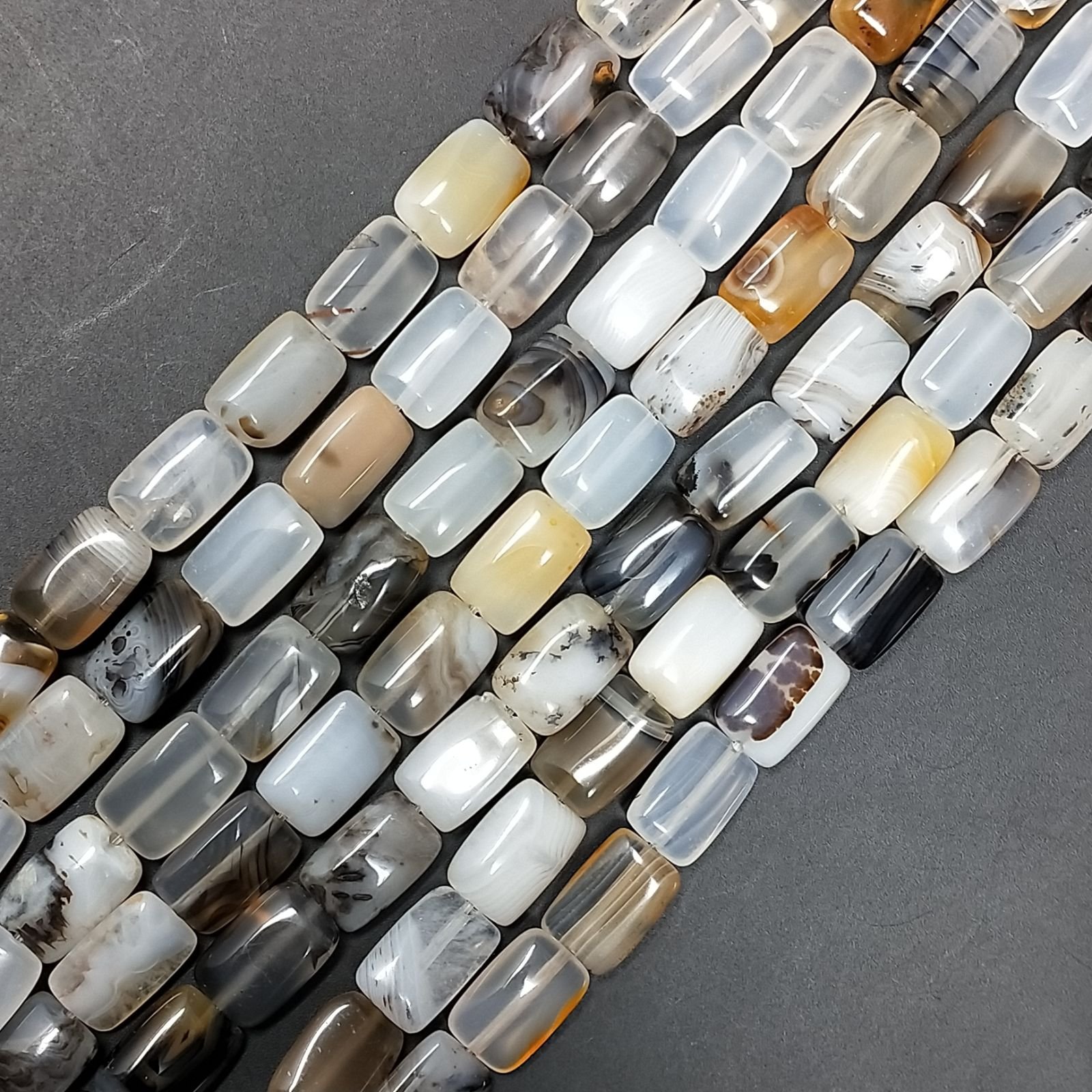 Agata Botswana Naturale in Perline Forma Rettangolare Piatto Liscio Foro Passante 08x12mm