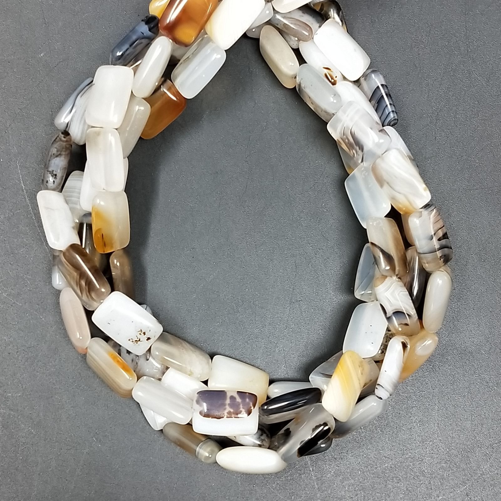 Agata Botswana Naturale in Perline Forma Rettangolare Piatto Liscio Foro Passante 08x12mm