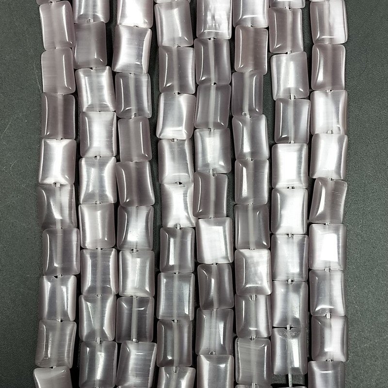 Occhio Di Gatto Viola in Perline Forma Rettangolare Piatto Liscio Foro Passante 08X10mm
