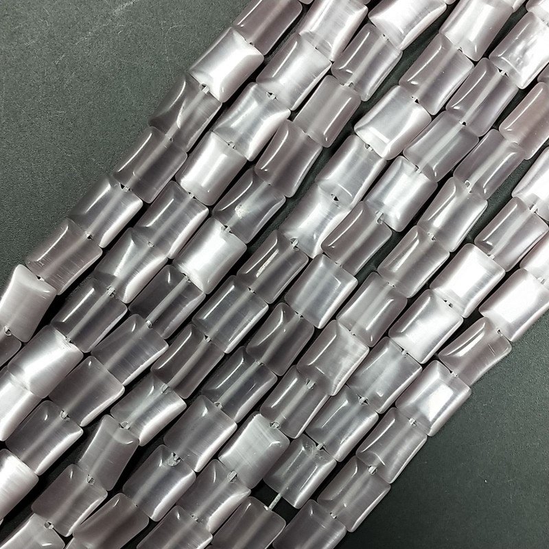 Occhio Di Gatto Viola in Perline Forma Rettangolare Piatto Liscio Foro Passante 08X10mm
