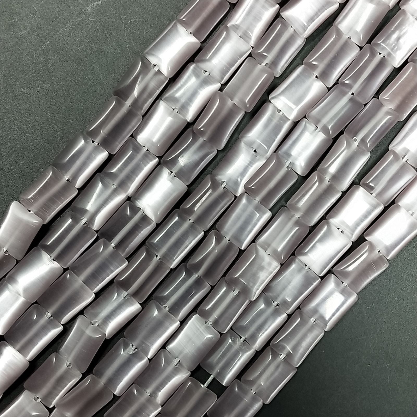 Occhio Di Gatto Viola in Perline Forma Rettangolare Piatto Liscio Foro Passante 08X10mm