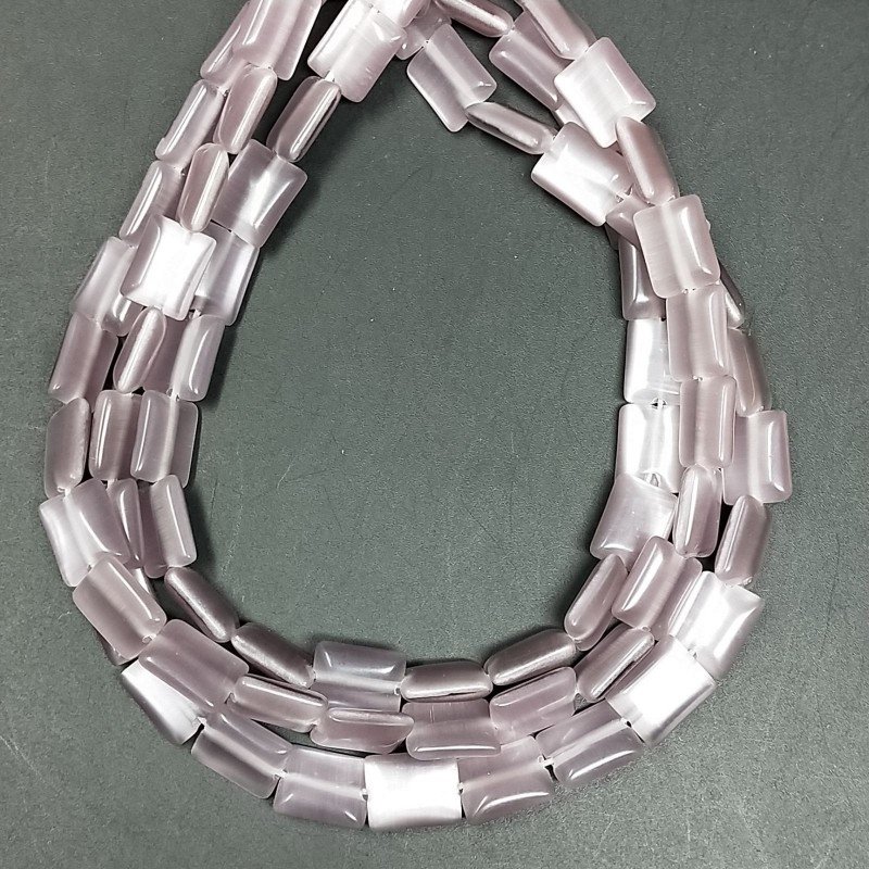 Occhio Di Gatto Viola in Perline Forma Rettangolare Piatto Liscio Foro Passante 08X10mm