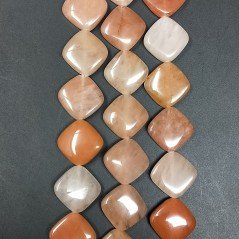 Avventurina Arancia Naturale in Perline Forma Rombo Piatto Liscio Foro Diagonale 15mm