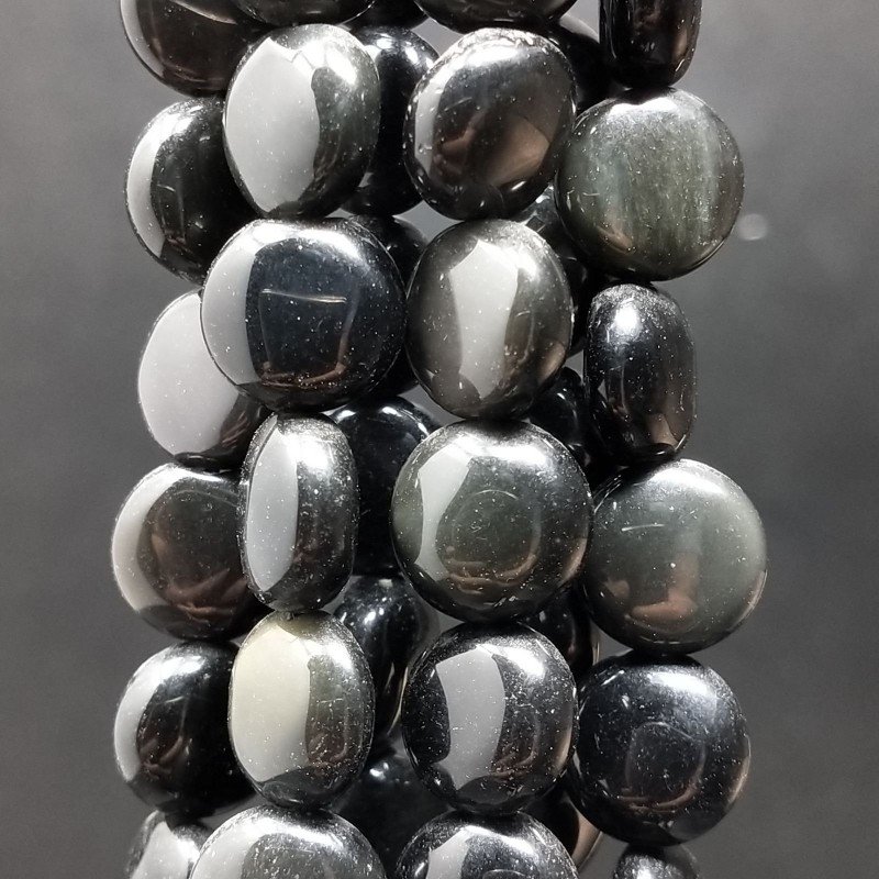Agata Nera Perline Forma Tondo Piatto Liscio 10mm