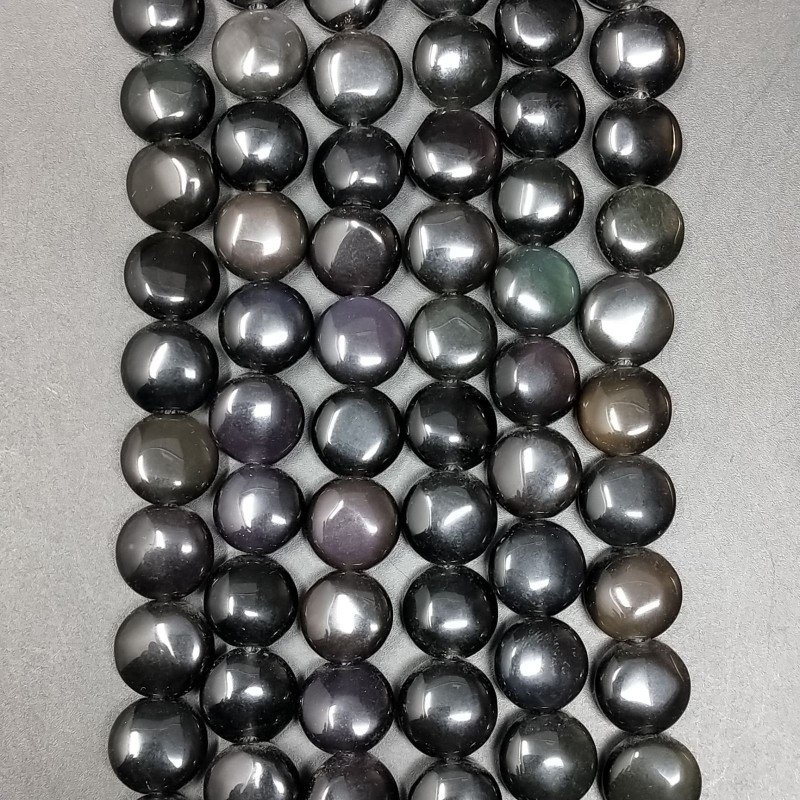 Agata Nera Perline Forma Tondo Piatto Liscio 10mm