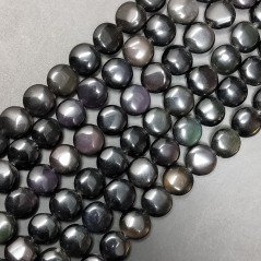 Agata Nera Perline Forma Tondo Piatto Liscio 10mm