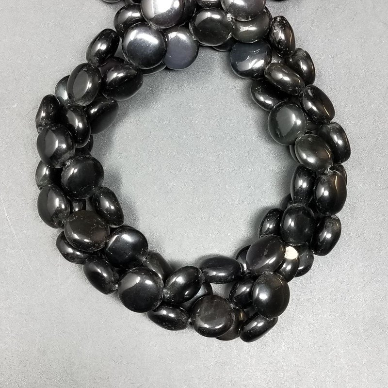 Agata Nera Perline Forma Tondo Piatto Liscio 10mm