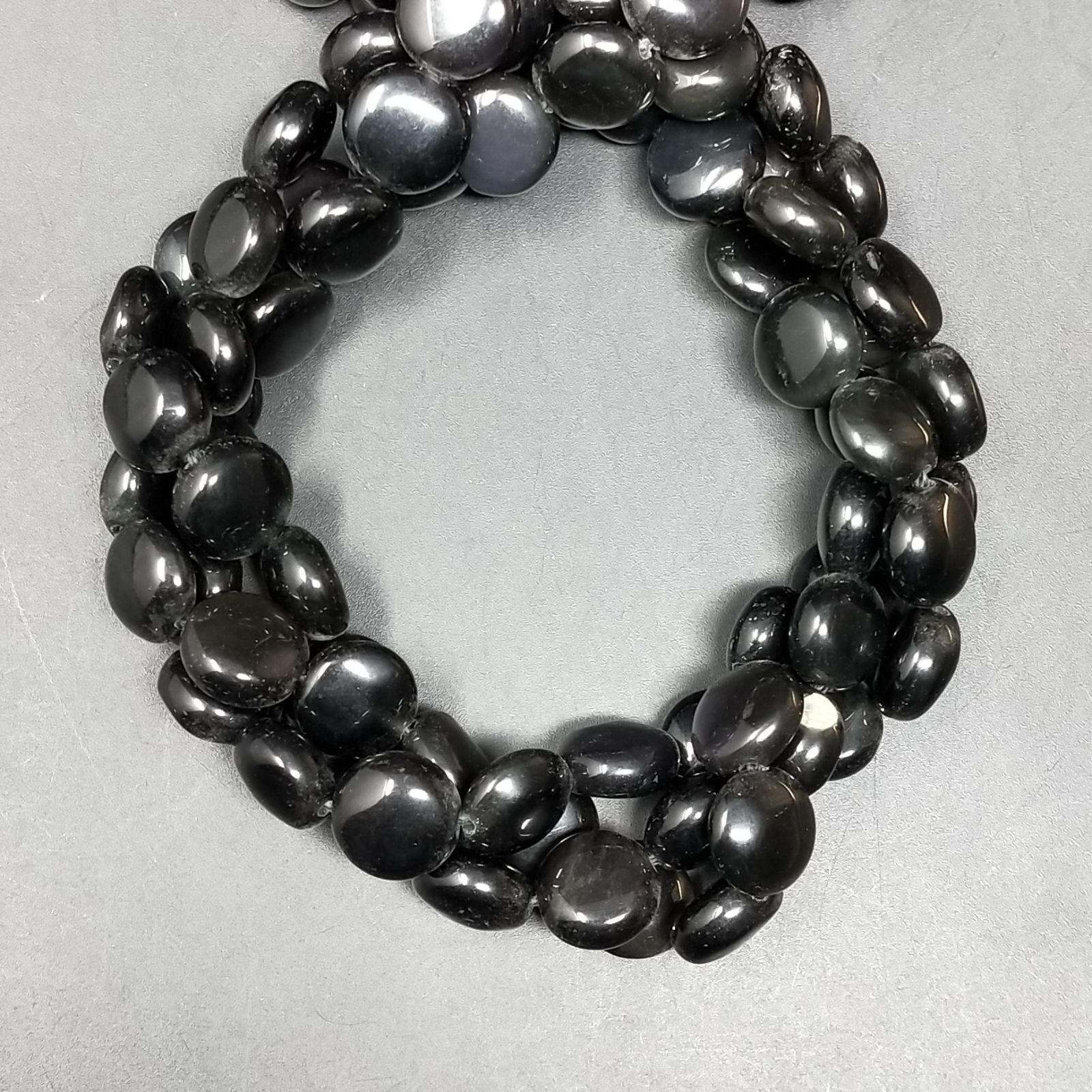 Agata Nera Perline Forma Tondo Piatto Liscio 10mm