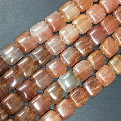 Avventurina Arancio Naturale Perline Forma Quadrato Piatto Liscio Foro Passante 14mm