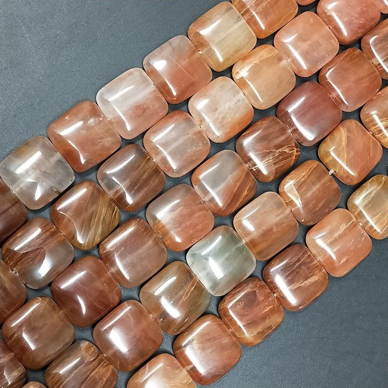 Avventurina Arancio Naturale Perline Forma Quadrato Piatto Liscio Foro Passante 14mm