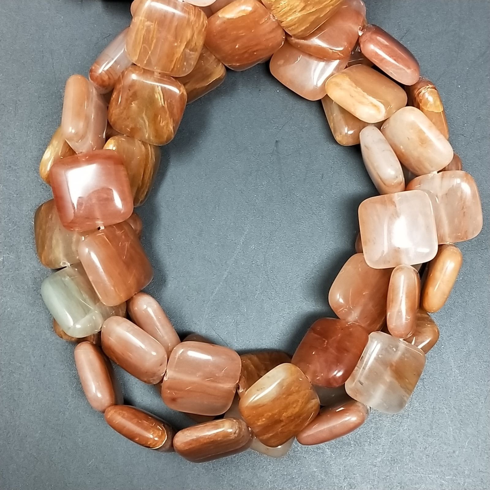 Avventurina Arancio Naturale Perline Forma Quadrato Piatto Liscio Foro Passante 14mm