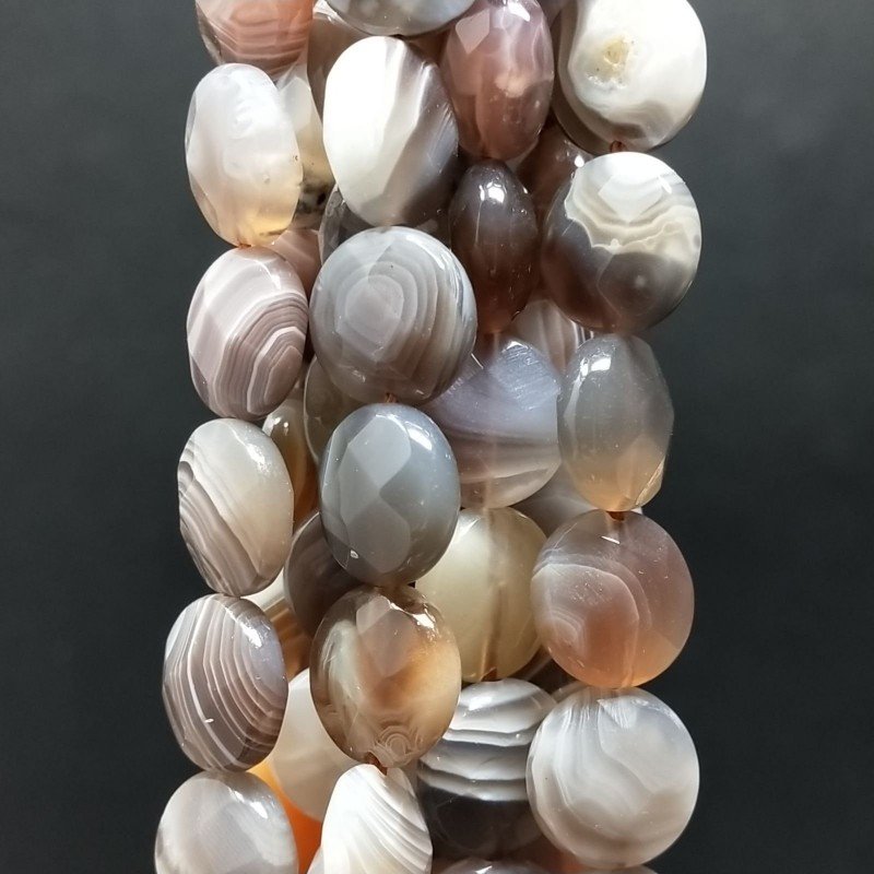 Agata Botswana Sfumato Perline Forma Tondo Piatto Sfaccettato 10mm