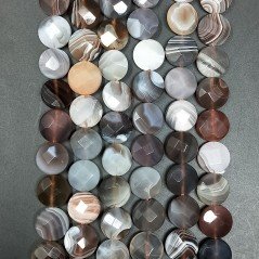 Agata Botswana Sfumato Perline Forma Tondo Piatto Sfaccettato 10mm