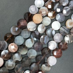 Agata Botswana Sfumato Perline Forma Tondo Piatto Sfaccettato 10mm