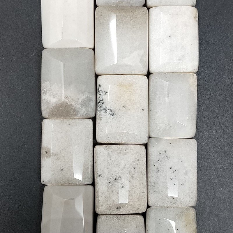 Aulite Bianca Naturale in Perline Forma Rettangolare Piatto Sfaccettato Foro Passante 15X20mm