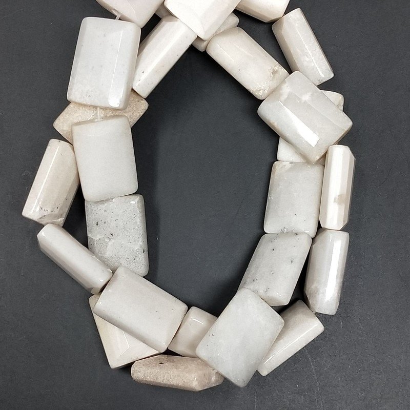 Aulite Bianca Naturale in Perline Forma Rettangolare Piatto Sfaccettato Foro Passante 15X20mm