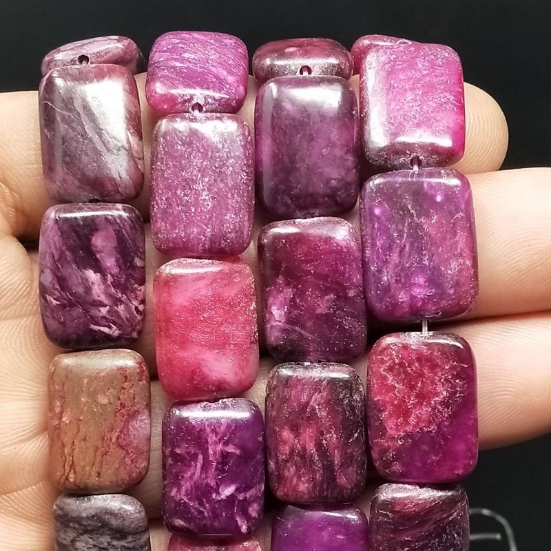 Sugilite Rinforzato in Perline Forma Rettangolare Piatto Liscio Foro Passante 12X18mm