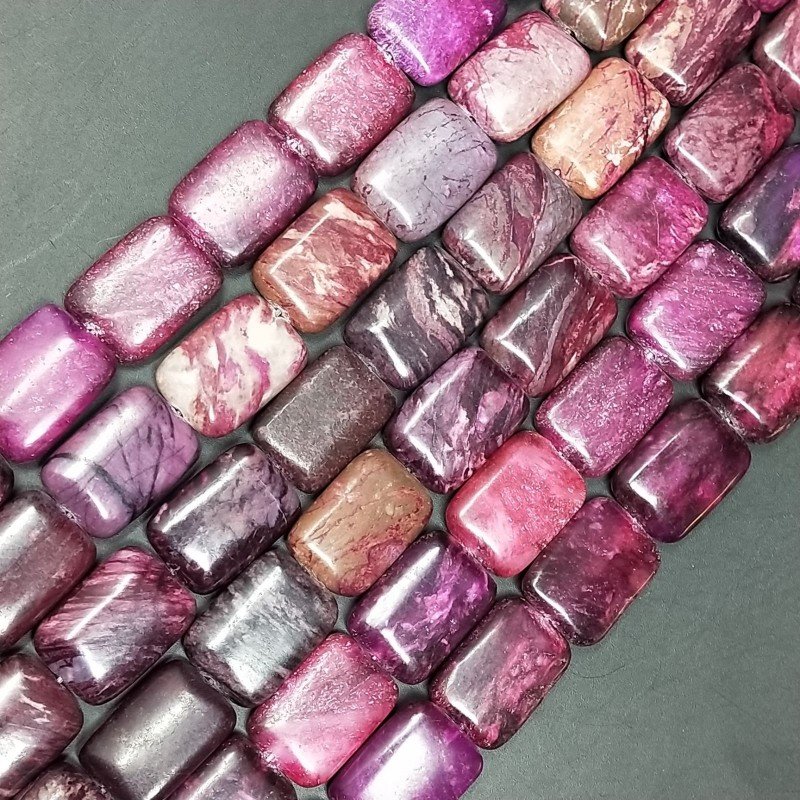 Sugilite Rinforzato in Perline Forma Rettangolare Piatto Liscio Foro Passante 12X18mm
