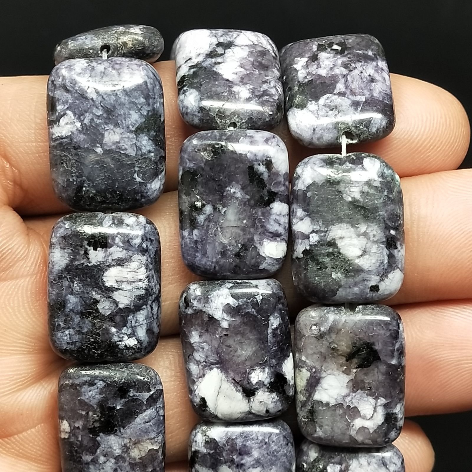 Agata Viola Sfumata in Perline Forma Rettangolare Piatto Liscio Foro Passante 15X20mm