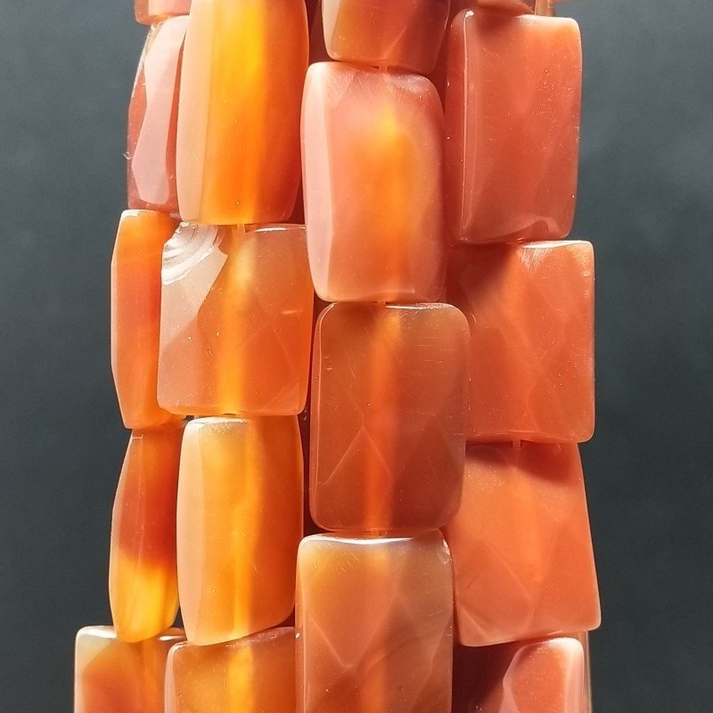 Corniola Naturale in Perline Forma Rettangolare Piatto Sfaccettato Foro Passante 14X16mm