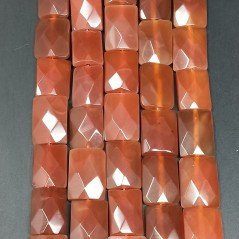Corniola Naturale in Perline Forma Rettangolare Piatto Sfaccettato Foro Passante 14X16mm