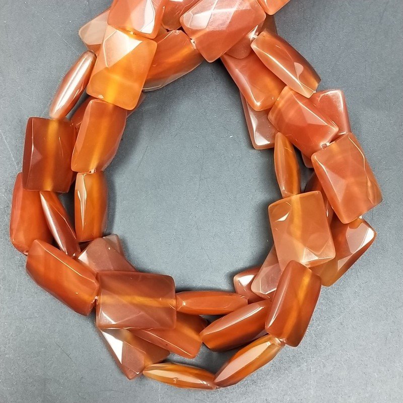 Corniola Naturale in Perline Forma Rettangolare Piatto Sfaccettato Foro Passante 14X16mm