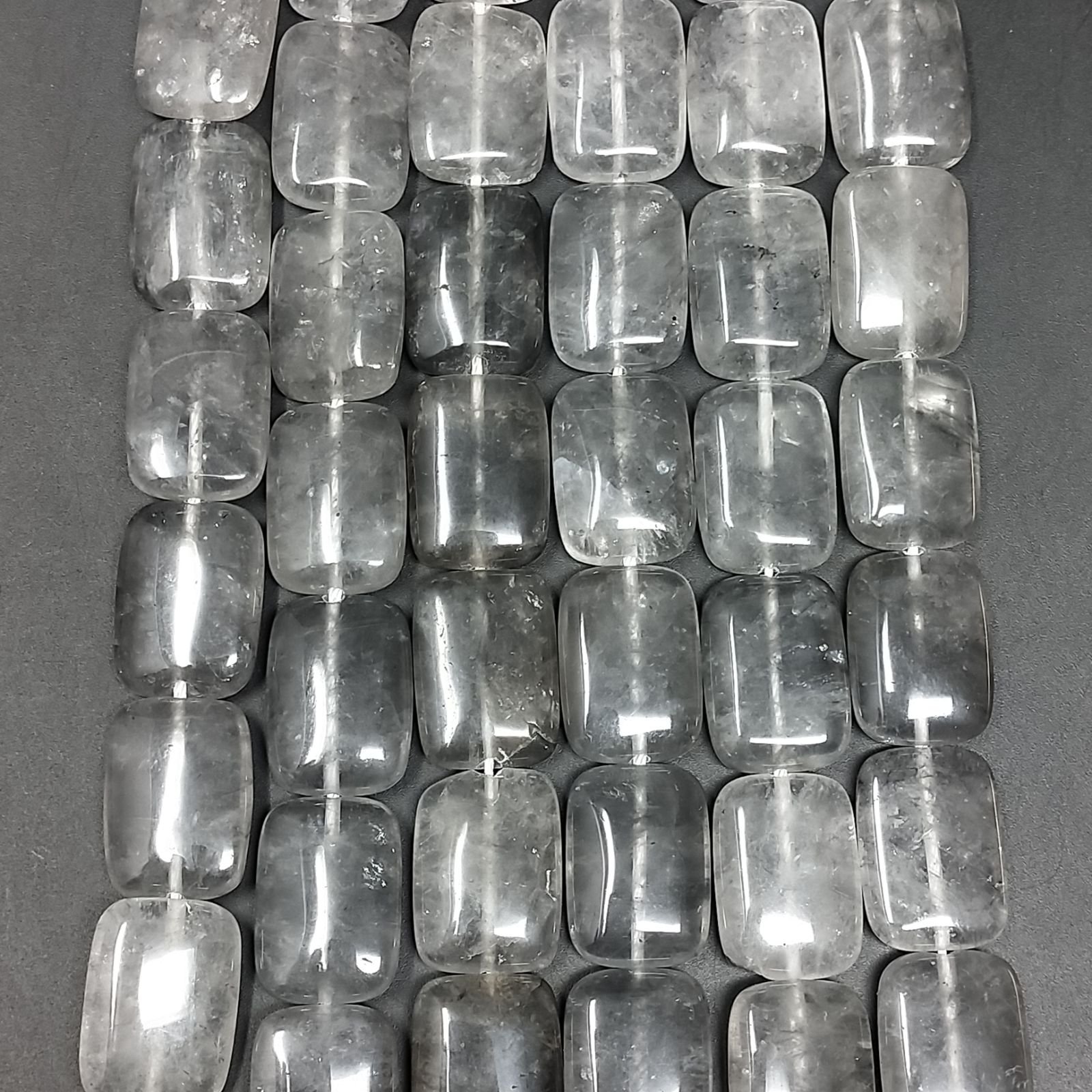 Quarzo Rutilato Tormalinato Naturale in Perline Forma Rettangolare Piatto Liscio Foro Passante 13X18mm