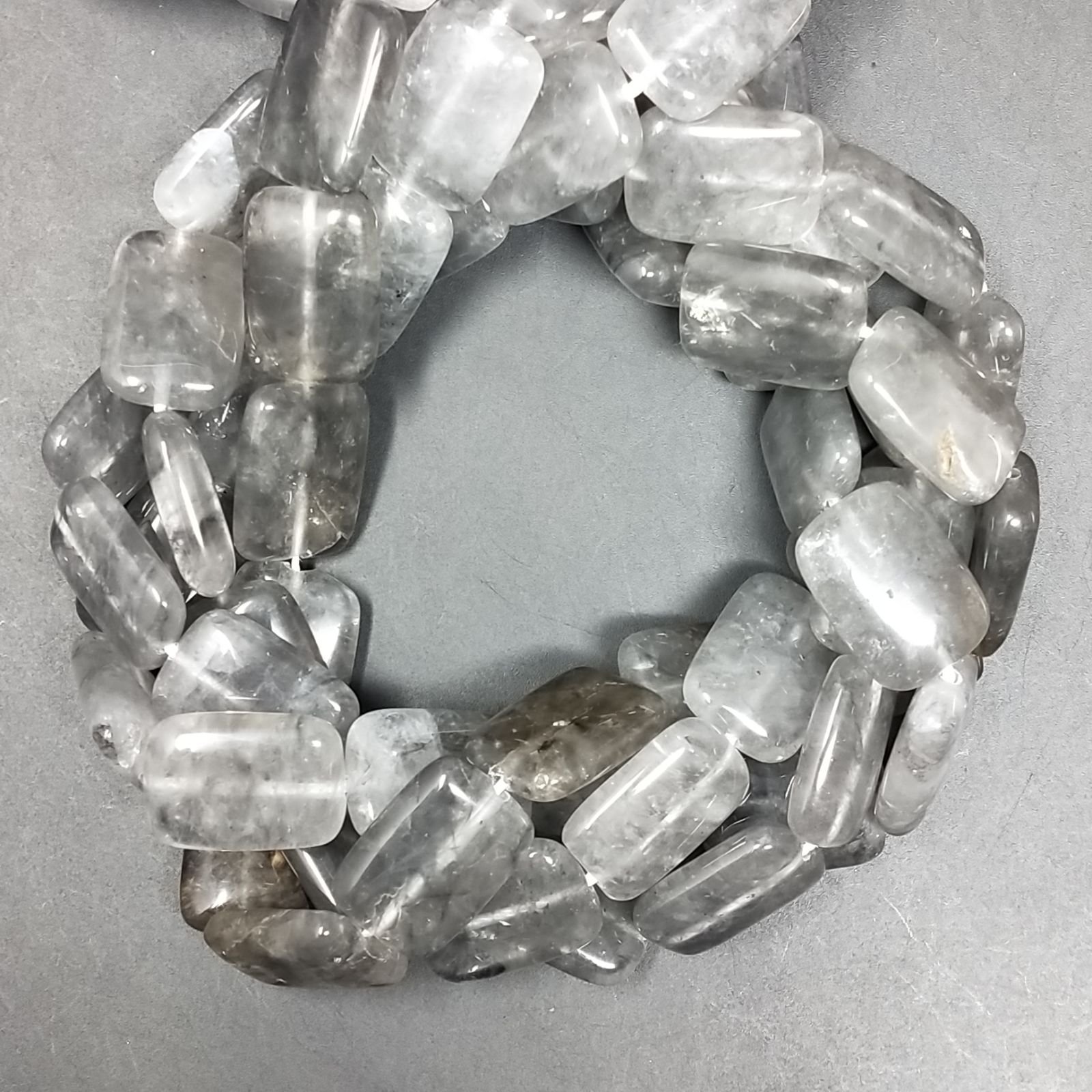 Quarzo Rutilato Tormalinato Naturale in Perline Forma Rettangolare Piatto Liscio Foro Passante 13X18mm