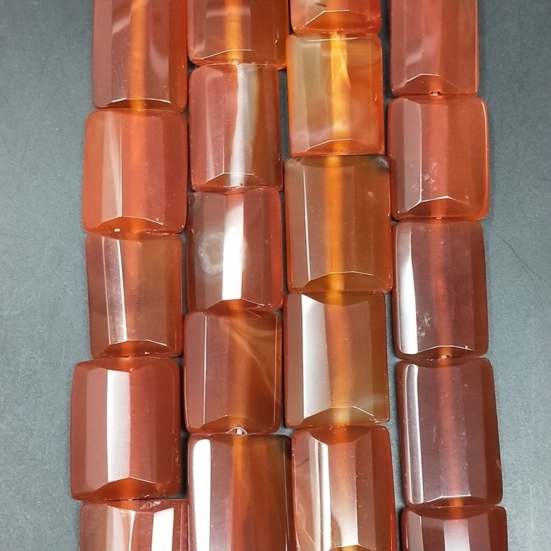 Corniola Rossa Naturale in Perline Forma Rettangolare Piatto Sfaccettato Foro Passante 16X20mm
