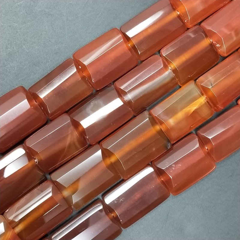Corniola Rossa Naturale in Perline Forma Rettangolare Piatto Sfaccettato Foro Passante 16X20mm