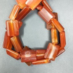 Corniola Rossa Naturale in Perline Forma Rettangolare Piatto Sfaccettato Foro Passante 16X20mm