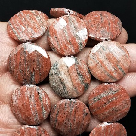 Diaspro Rosso Tondo Piatto Sfaccettato 25mm